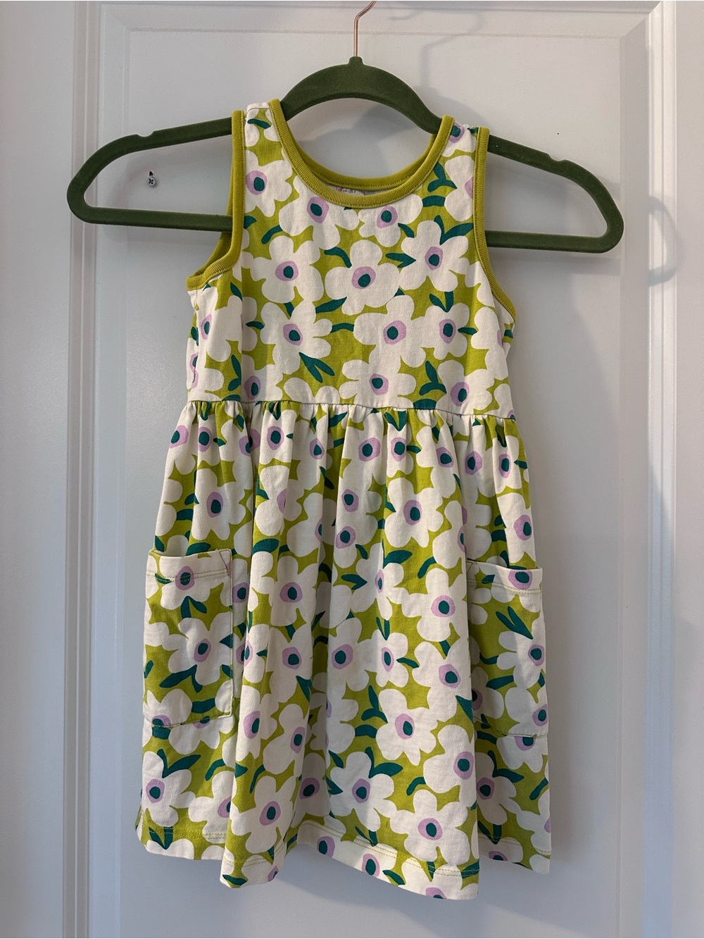 Hanna Andersson White & Green Floral Tank Dress